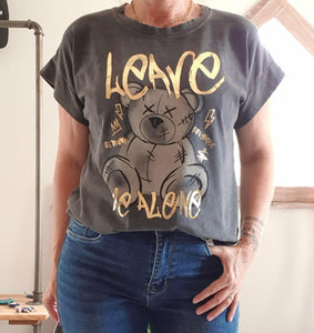 Tee-shirt Leave noir délavé