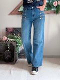 Jeans Mylene Wide Leg Boutons Bijoux du 34 au 42