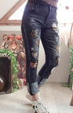 Jeans Coeur noir délavé