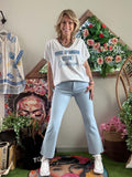 Tee-shirt Vivre D amour et de Champagne blanc écriture bleu