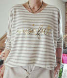 Haut oversize  rayures beiges