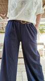Pantalon Joanna bleu brut avec ceinture