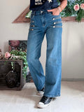 Jeans Mylene Wide Leg Boutons Bijoux du 34 au 42