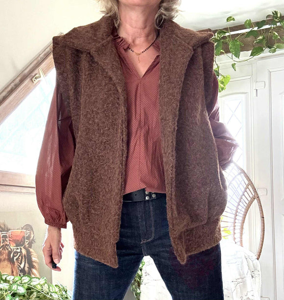 Veste sans manches Nelly chocolat