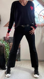 Pull noir Coeur rouge