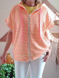 Gilet Marina rayures jaune/fushia
