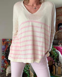Pull rayures rose