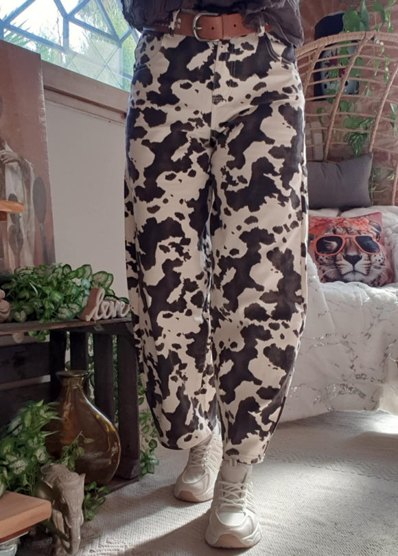 Pantalon Mom imprimé Vache