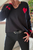 Pull noir Coeur rouge