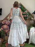 Robe Elena blanche/ turquoise