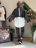 Veste Style Varsity en jeans denim gris délavé du 38 au 48