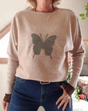 Pull Papillon taupe