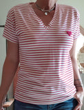 Tee-shirt rayures rose Coeur