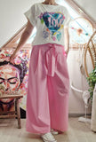 Pantalon large rose