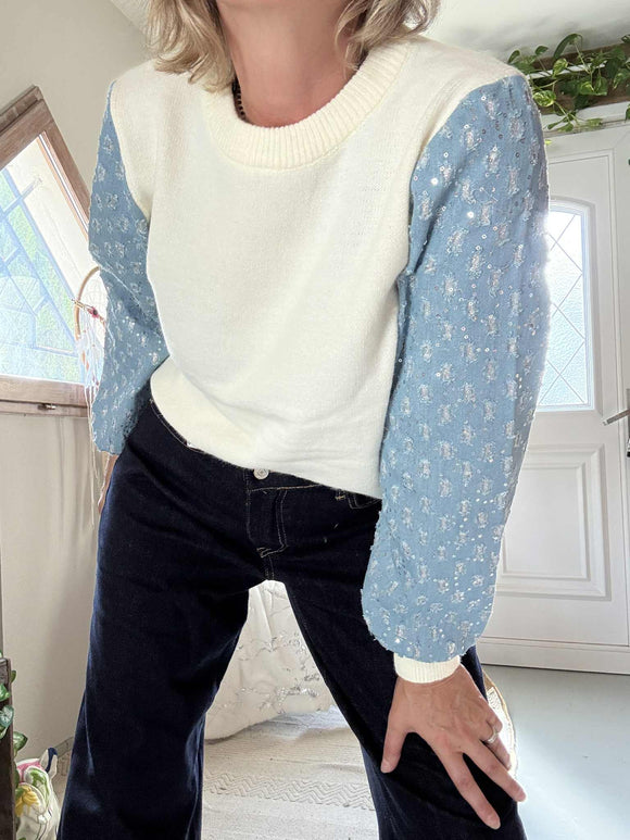 Pull Bleu Jeans blanc
