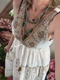 Robe Elena blanche/camel