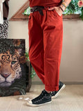 Pantalon City ceinture tressée Terracotta du 38 au 46