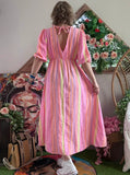 Robe Adeline rose/jaune/orange