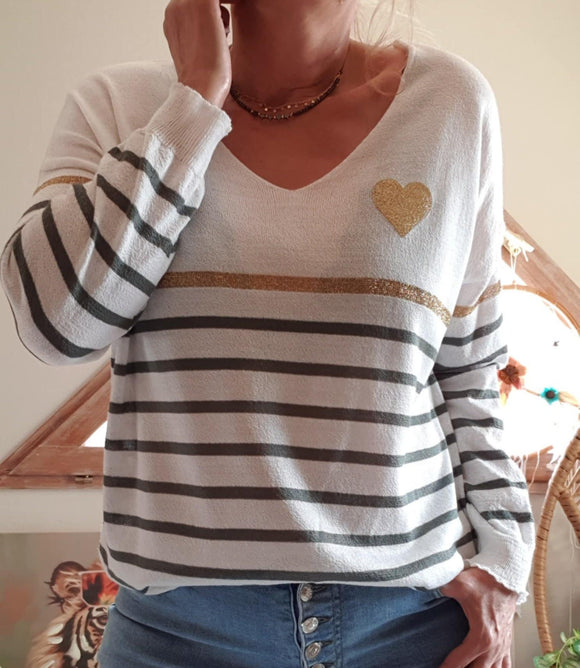 Pull rayures Kaki ❤️
