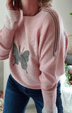 Pull Papillon rose