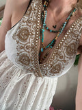 Robe Elena blanche/camel