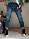 Jeans effet strass avec ceinture du 38 au 48
