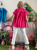Blouse à rayures rouge/fushia