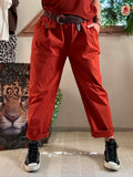Pantalon City ceinture tressée Terracotta du 38 au 46