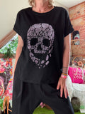 Tee-shirt Skull strass noir