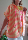 Gilet Marina rayures jaune/fushia