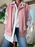Veste sans manches Bonjour rose