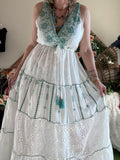 Robe Elena blanche/ turquoise