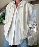Veste sans manches Bonjour blanche