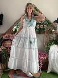 Robe Elena blanche/ turquoise