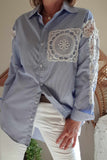 Chemise Ariana fine rayures bleu