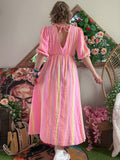 Robe Adeline rose/jaune/orange