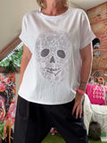 Tee-shirt Skull strass blanc