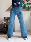 Jeans Mylene Wide Leg Boutons Bijoux du 34 au 42
