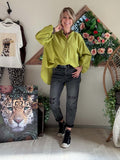 Blouse fluide vert anis du 38 au 48