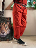 Pantalon City ceinture tressée Terracotta du 38 au 46