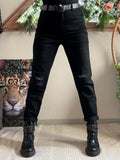 Jeans noir avec ceinture noir du 38 au 48