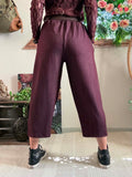 Pantalon Gabrielle croisé bordeaux à fine rayures du 38 au 48