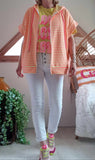 Gilet Marina rayures jaune/fushia
