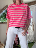 Tee-shirt Fun rayures fushia