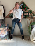 Jeans effet strass avec ceinture du 38 au 48