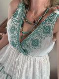 Robe Elena blanche/ turquoise