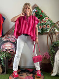 Blouse à rayures rouge/fushia