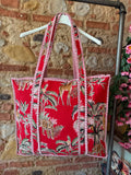 Sac matelassé Jungle fond rouge