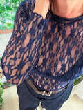 Haut dentelle Charlotte bleu du 34 au 42