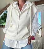 Veste sans manches Bonjour blanche